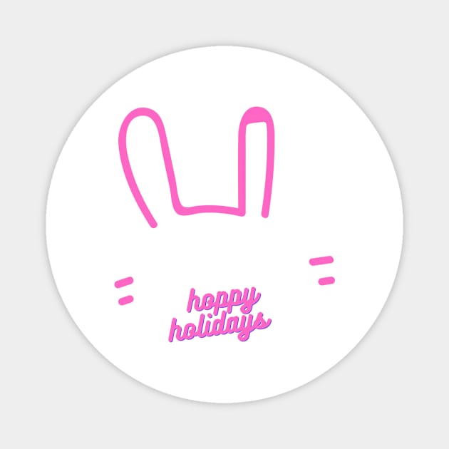 Christmas Rabbit Hoppy Holidays Rabbit Lovers Gift Bunnies Owners Magnet by nathalieaynie